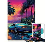 Rompecabezas Retro Miami Neon Sunset para Adolescentes, 1000 Piezas, Juego Mental, Juguete para Relajarse, Corte Íntimo, (38x52cm)
