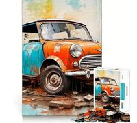 Rompecabezas Retro Mini Cooper de 1000 Piezas para Adultos, Juguete de lógica Mental, Serene Time, Corte Firme, (38x26cm)