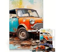 Rompecabezas Retro Mini Cooper de 1000 Piezas para Adultos, Juguete de lógica Mental, Serene Time, Corte Firme, (38x26cm)