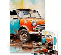Rompecabezas Retro Mini Cooper para Adolescentes, 1000 Piezas, Recall Boost, Gentle Relax, Smooth Cut, Stylish Gift (38x52cm)