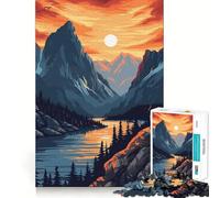 Rompecabezas Retro Mountain Sunset de 1000 Piezas para Adolescentes Mejora de la Memoria, Estilo Casual y Relajante, con Cortes precisos y diseño artístico (38x26cm)
