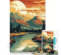 Rompecabezas Retro Mountain Vintage de 1000 Piezas para Adolescentes, Juguete de lógica con Forma de Tren, Tranquilo y Divertido, Corte Suave, Regalo Encantador (38x52cm)