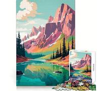 Rompecabezas Retro Mountain Vintage de 1000 Piezas para Adolescentes, Juguete de lógica Fuerte, Tiempo en Familia, Borde Transparente, cálida Sorpresa (50x75cm)