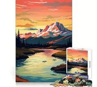 Rompecabezas Retro Mountain Vintage de 1000 Piezas para Adolescentes Refuerza la Memoria Divertido y Relajante Borde de Calidad Regalo Ideal (38x52cm)