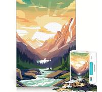 Rompecabezas Retro Mountain Vintage de 1000 Piezas para Adultos Ayuda a desarrollar la Memoria Diseño de Ocio Suave Colección de Arte para armar Pieza (50x75cm)