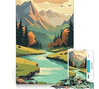 Rompecabezas Retro Mountain Vintage de 1000 Piezas para Adultos, Juguete de lógica Mental, Serene Time, Corte Firme, (38x52cm)
