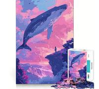 Rompecabezas Retro Rosa de Ballena Estilo lofi para Adultos 1000 Piezas Juego Think Boost Estructura de Encaje precisa fácil de Aprender diversión para Toda la Familia (38x26cm)