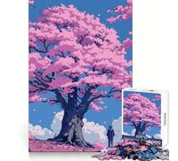 Rompecabezas Retro Rosa Flor de Cerezo para Adultos,1000 Piezas,Actividad Cerebral,recreación Tranquila,Corte preciso,Regalo de cumpleaños (38x26cm)