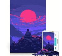 Rompecabezas Retro Rosa samurái de 1000 Piezas para Adolescentes, Juguete de lógica Tipo Tren, silencioso y Divertido, Corte Suave, Regalo Encantador (38x26cm)