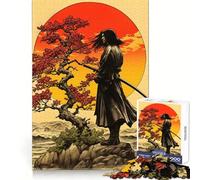 Rompecabezas Retro Samurai Sunset de 1000 Piezas para Adolescentes, Juguete Mental para aliviar el estrés, Corte Premium, (50x75cm)