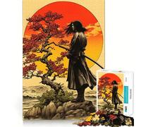 Rompecabezas Retro Samurai Sunset de 1000 Piezas para Adolescentes, Juguete Mental para aliviar el estrés, Corte Premium, (50x75cm)