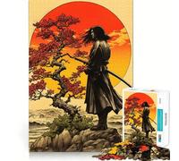 Rompecabezas Retro Samurai Sunset de 1000 Piezas para Adolescentes Rompecabezas Inteligente, Juguete para Pensar, Tiempo de relajación, Corte Limpio, Regalo para Festivales (38x52cm)