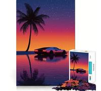 Rompecabezas Retro Sunset Car de 1000 Piezas para Adultos y Adolescentes Recuerda armarlo Lentamente Disfruta de un Corte preciso Arte Coleccionable (38x26cm)