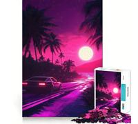 Rompecabezas Retro Sunset Drive de 1000 Piezas para Adultos y Adolescentes Recuerda armar despacio, Disfruta del Corte Exacto Arte Coleccionable (50x75cm)