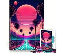 Rompecabezas Retro Sunset Highway de 1000 Piezas para Adultos Que fortalece la Memoria, diversión en Grupo, Bordes limpios, Regalo Elegante (38x26cm)