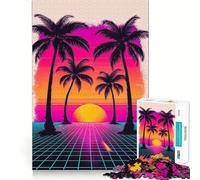 Rompecabezas Retro Sunset Palms para Adultos, 1000 Piezas, ejercita la Mente, relaja, con Bordes precisos, de la colección Art (50x75cm)