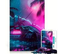 Rompecabezas Retro Synthwave Lambo de 1000 Piezas para Adultos Ayuda a desarrollar la Memoria Diseño de Ocio Suave Colección de Arte Pieza (38x26cm)
