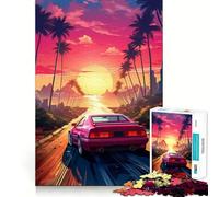Rompecabezas Retro synthwave para Adolescentes de 1000 Piezas, Juguete para estimular la lógica, diversión en Interiores, Borde Premium, Regalo Memorable (50x75cm)