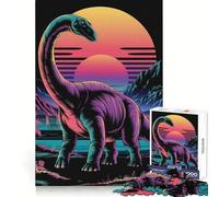 Rompecabezas Retro Vaporwave Dinosaurio Puesta de Sol 1000 Piezas para Adolescentes Juguete de Habilidad Relajante Divertido Corte Exacto Regalo Ideal (50x75cm)