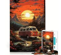 Rompecabezas Retro VW Bus Mountain Ride de 1000 Piezas para Adolescentes Juguete de lógica Fuerte Relajación Mental Bordes definidos Regalo Elegante (50x75cm)
