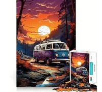 Rompecabezas Retro VW Bus Mountain Ride de 1000 Piezas para Adolescentes Juguete de lógica Fuerte Relajación Mental Bordes definidos Regalo Elegante (50x75cm)