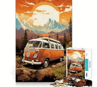 Rompecabezas Retro VW Bus Mountain Ride de 1000 Piezas para Adolescentes Juguete Interactivo Divertido con Corte preciso Arte Coleccionable (50x75cm)
