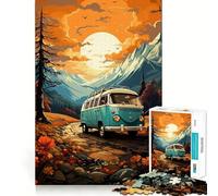 Rompecabezas Retro VW Bus Mountain Ride de 1000 Piezas para Adultos Fortalece la Memoria Ideal para Grupos Bordes limpios Regalo Elegante (50x75cm)