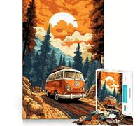 Rompecabezas Retro VW Bus Mountain Ride de 1000 Piezas para Adultos Ideal para estimular la Memoria, la relajación Mental y como Regalo de cumpleaños (38x26cm)