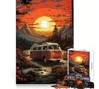Rompecabezas Retro VW Bus Mountain Ride de 1000 Piezas para Adultos, Juguete de lógica Fina, Tiempo Libre, Arte de Bordes limpios, Coleccionable (38x52cm)