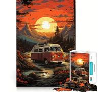 Rompecabezas Retro VW Bus Mountain Ride de 1000 Piezas para Adultos, Juguete de lógica Fina, Tiempo Libre, Arte de Bordes limpios, Coleccionable (38x52cm)