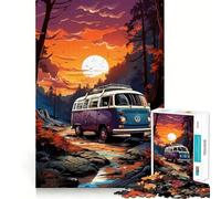 Rompecabezas Retro VW Bus Mountain Ride para Adultos, 1000 Piezas, para ejercitar la Mente y relajarla, con Bordes precisos, de la colección Art (38x52cm)