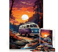 Rompecabezas Retro VW Bus Mountain Ride para Adultos, 1000 Piezas, para ejercitar la Mente y relajarla, con Bordes precisos, de la colección Art (38x52cm)