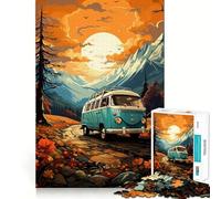 Rompecabezas Retro VW Bus Mountain Ride para Adultos, 1000 Piezas, para Fortalecer la Memoria, Divertido, de Calidad, Elegante, Regalo (38x52cm)