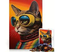 Rompecabezas retrofuturista de 1000 Piezas con diseño de Gato para Adultos y Adolescentes Juguete Intelectual para el hogar Disfrute de un Corte de Calidad Regalo clásico (38x52cm)