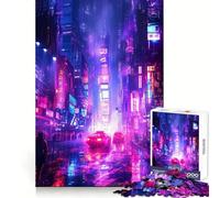 Rompecabezas RGB Neon City de 1000 Piezas para Adolescentes Rompecabezas Inteligente, Juguete para Pensar, Tiempo de relajación, Corte Limpio, Regalo para Festivales (38x52cm)