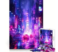 Rompecabezas RGB Neon City de 1000 Piezas para Adultos Juguete Inteligente para el hogar Corte Suave Sorpresa navideña (50x75cm)