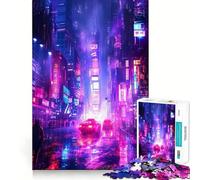 Rompecabezas RGB Neon City de 1000 Piezas para Adultos Juguete Inteligente para el hogar Corte Suave Sorpresa navideña (50x75cm)