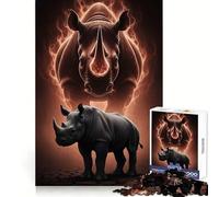 Rompecabezas Rhino Power︰ Fuerza y Majestad para Adolescentes, 1000 Piezas, Recuerdo, Mejora, Relajante, Divertido, decoración de Pared con Corte nítido (38x52cm)