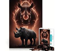 Rompecabezas Rhino Power︰ Fuerza y Majestad para Adolescentes, 1000 Piezas, Recuerdo, Mejora, Relajante, Divertido, decoración de Pared con Corte nítido (38x52cm)