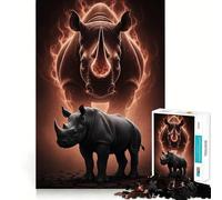 Rompecabezas Rhino Power︰ Strength and Majesty de 1000 Piezas para Adultos Juguete Inteligente y Divertido Bordes Lisos Decoración de Pared (50x75cm)