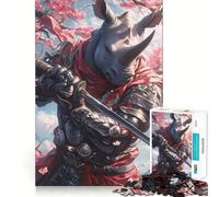Rompecabezas Rhino Samurai Warrior para Adolescentes, 1000 Piezas, Juguete para desarrollar la Mente, diseño de Entretenimiento Suave, Regalo Premium (38x52cm)