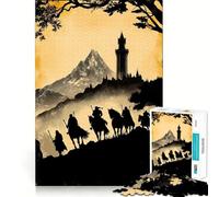 Rompecabezas Riders to The Tower de 1000 Piezas para Adolescentes Mejora la Memoria Cómodo y Relajante Corte Firme Regalo Festivo (38x52cm)