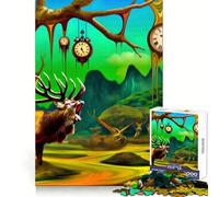 Rompecabezas Roaring Stag Journey de 1000 Piezas para Adolescentes, Juguete de lógica Fuerte, Serene Time, Borde Transparente, Regalo Creativo (38x26cm)