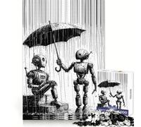 Rompecabezas Robot Paraguas Lluvioso para Adolescentes 1000 Piezas Mejora la Memoria Relajante Divertido Corte Premium Elegante Regalo (50x75cm)