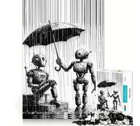 Rompecabezas Robot Paraguas Lluvioso para Adolescentes 1000 Piezas Mejora la Memoria Relajante Divertido Corte Premium Elegante Regalo (50x75cm)