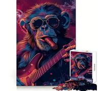 Rompecabezas Rockin Monkey Guitar Cigar de 1000 Piezas para Adultos Fortalece la Memoria, Calma la Mente, cálida Sorpresa (38x52cm)