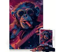 Rompecabezas Rockin Monkey Guitar Cigar de 1000 Piezas para Adultos, Juguete Intelectual Relajante, Divertido, de Corte preciso, (38x26cm)
