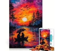Rompecabezas Romance al Atardecer para Adultos, 1000 Piezas Juguete Inteligente para el hogar Disfrute de un Corte preciso Decoración de Pared 50x75cm