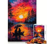 Rompecabezas Romance al Atardecer para Adultos, 1000 Piezas Juguete Inteligente para el hogar Disfrute de un Corte preciso Decoración de Pared 50x75cm