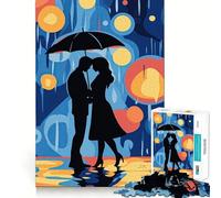 Rompecabezas Romance en una Noche lluviosa de 1000 Piezas para Adultos Juguete para la Mente Divertido y Tranquilo Piezas de colección de Arte con Corte preciso (50x75cm)
